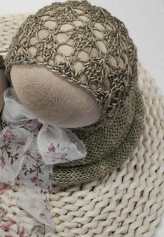 Victoria Bonnet & Wrap 80"+ in Lichen