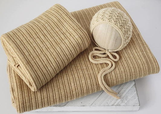 Tuscan Sun Sweater Knit Backdrop, Wrap & Handknit Wyatt Bonnet