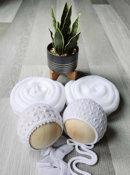 White Magnolia & Ashton Bonnet and Wrap Twin Set