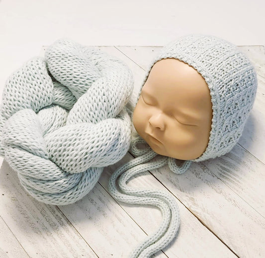 Edison bonnet & Wrap Set Seaglass