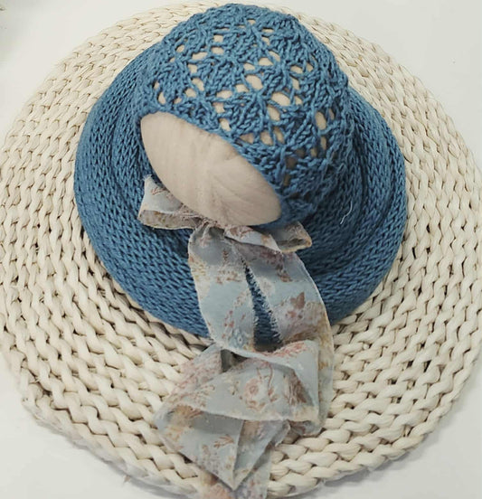 Victoria Bonnet & Wrap 80"+ in Teal