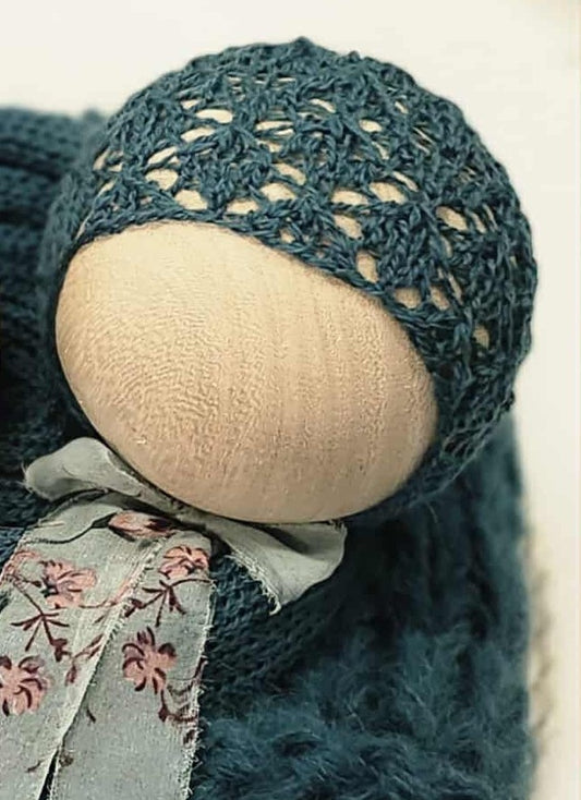 Victoria Bonnet & Wrap80"+ in Green Teal