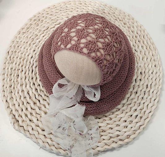 Victoria Bonnet & Wrap 80"+ in Wild Rose
