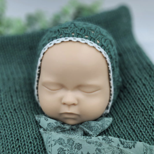 Newborn Magnolia Bonnet with matching Wrap MTO