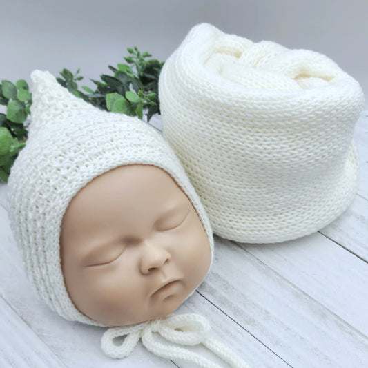 Adorable Newborn Pixie Bonnet with available matching wrap 2 PREORDER