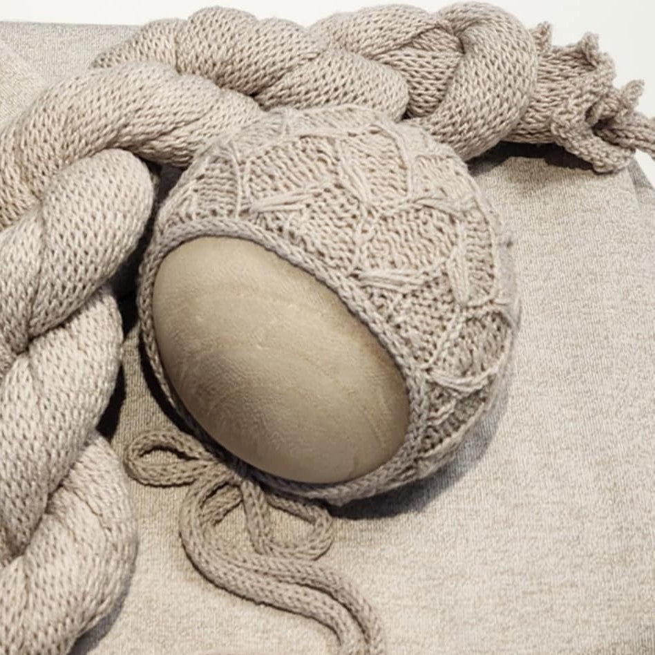 Jersey Stretch Backdrop, Jersey Stretch Wrap, choice of Handknit Bonnet & wrap Sets