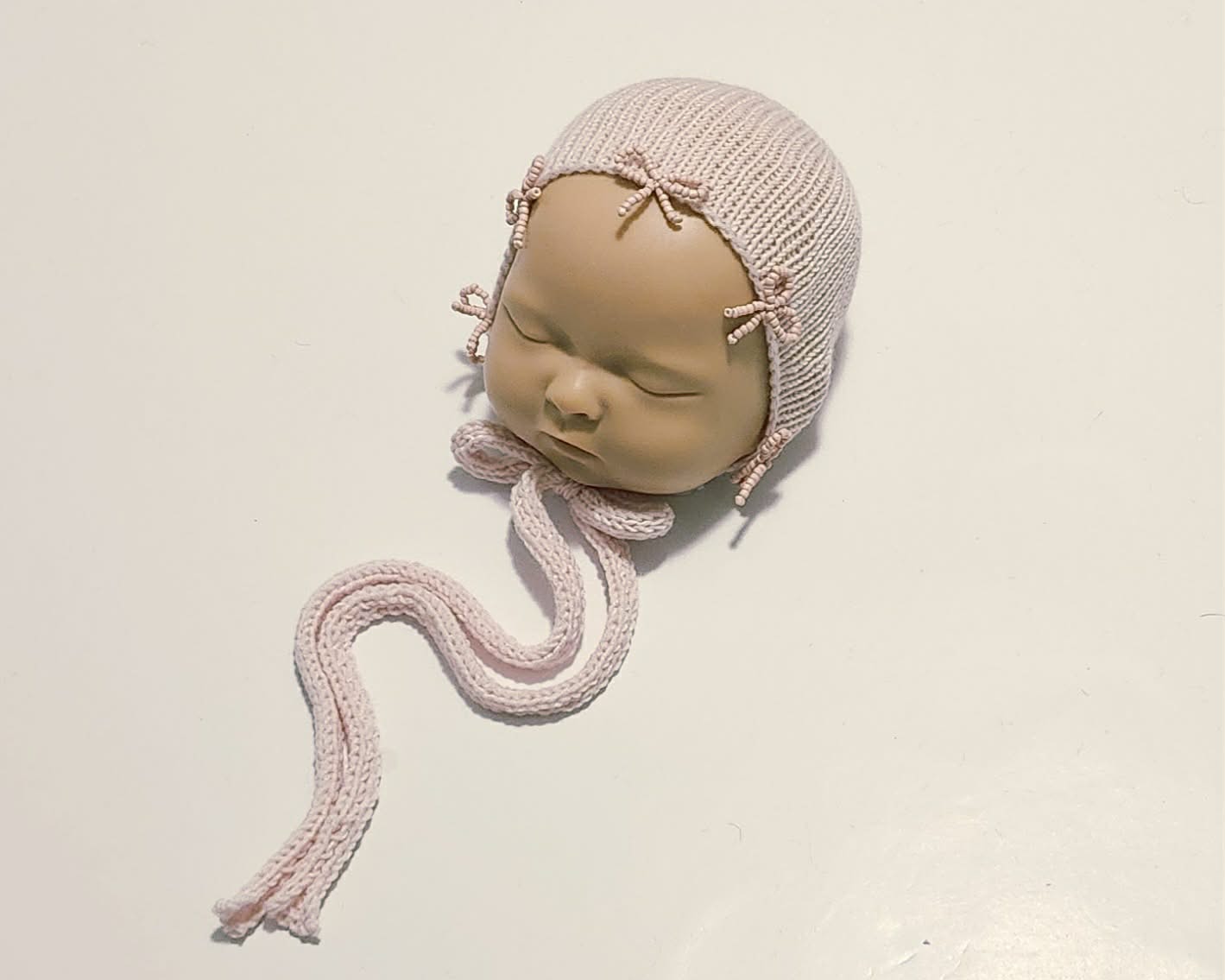 Newborn Beaded Bow Bonnet
