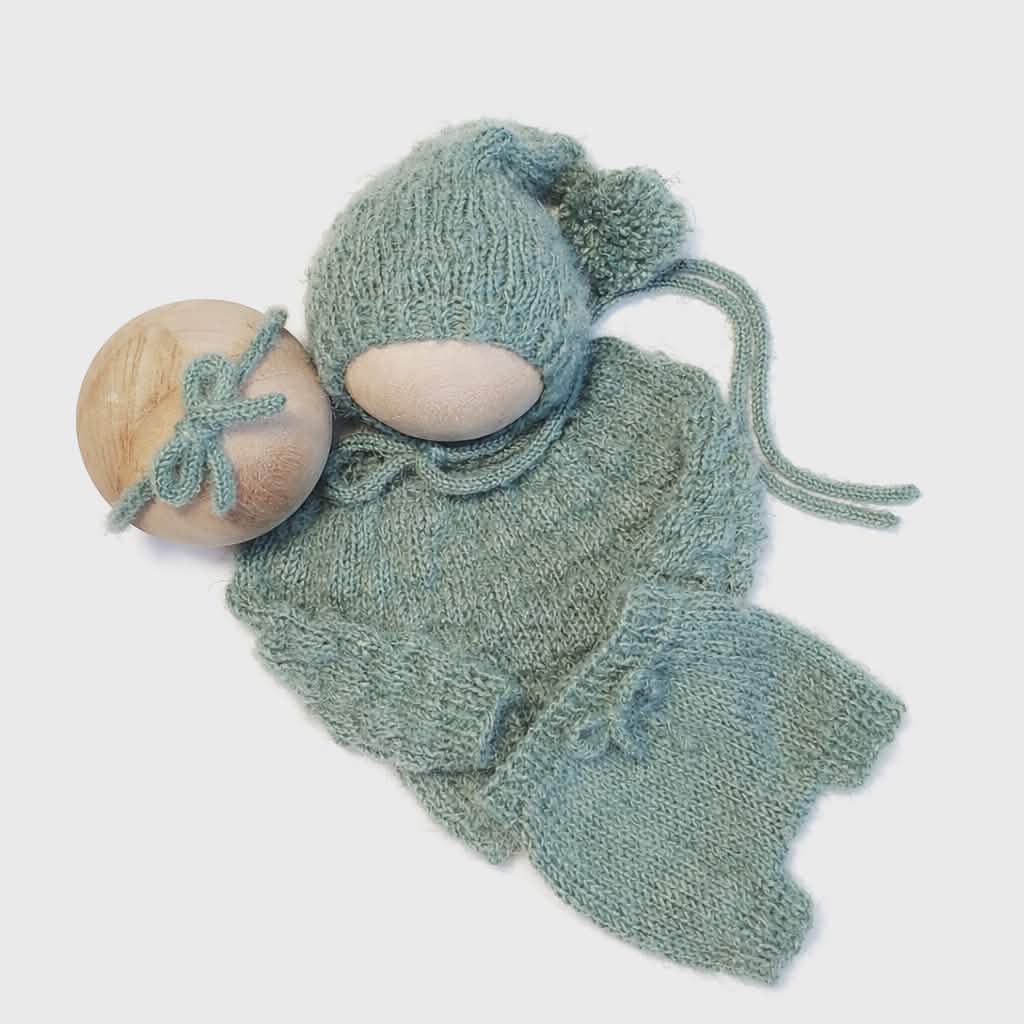 Cypress Sweater, Diaper Cover, Bonnet & Headband Set