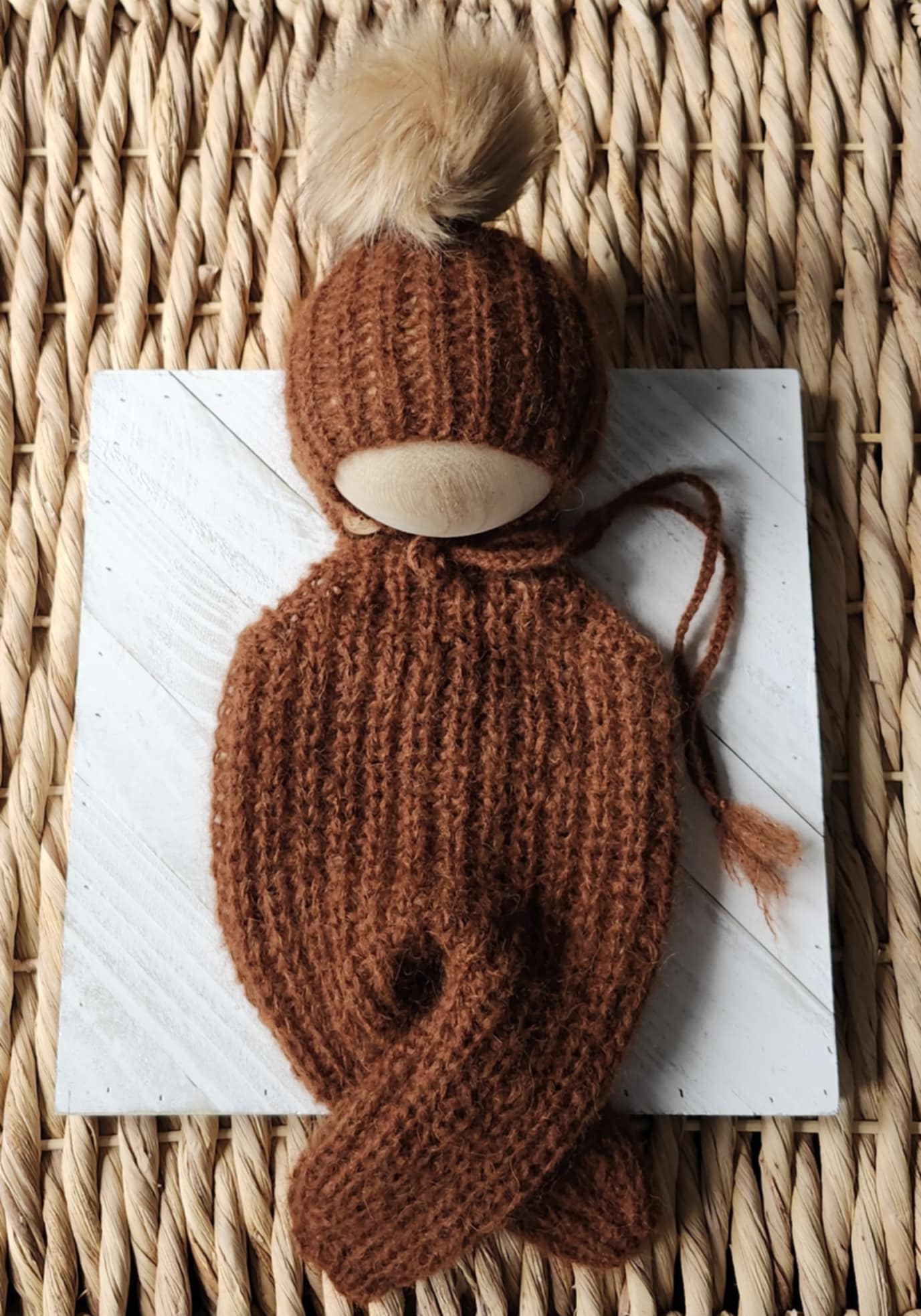 Fisherman's Dungarees and Removable Fur Pompom Bonnet PREORDER