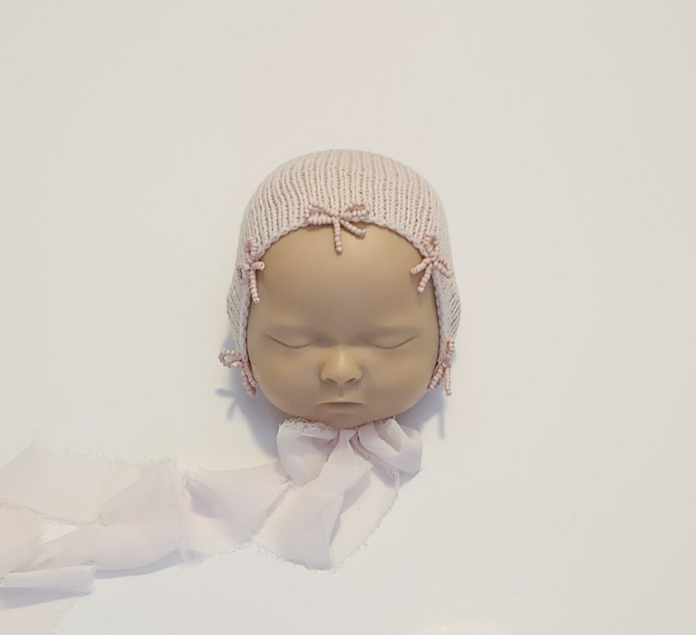 Newborn Beaded Bow Bonnet
