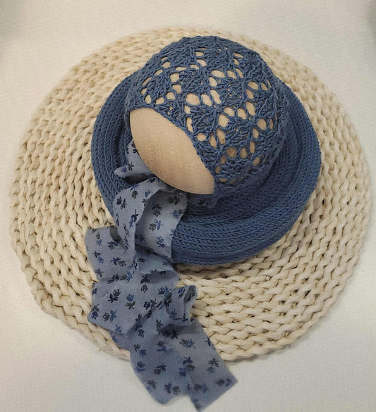 Victoria Bonnet & Wrap 80"+ in Petrol