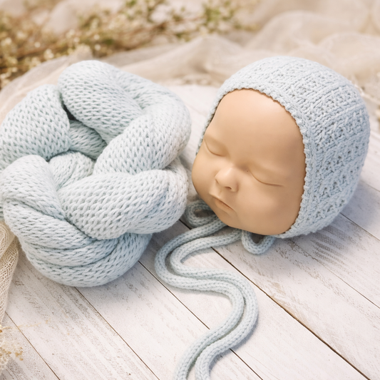 Edison bonnet & Wrap Set Seaglass