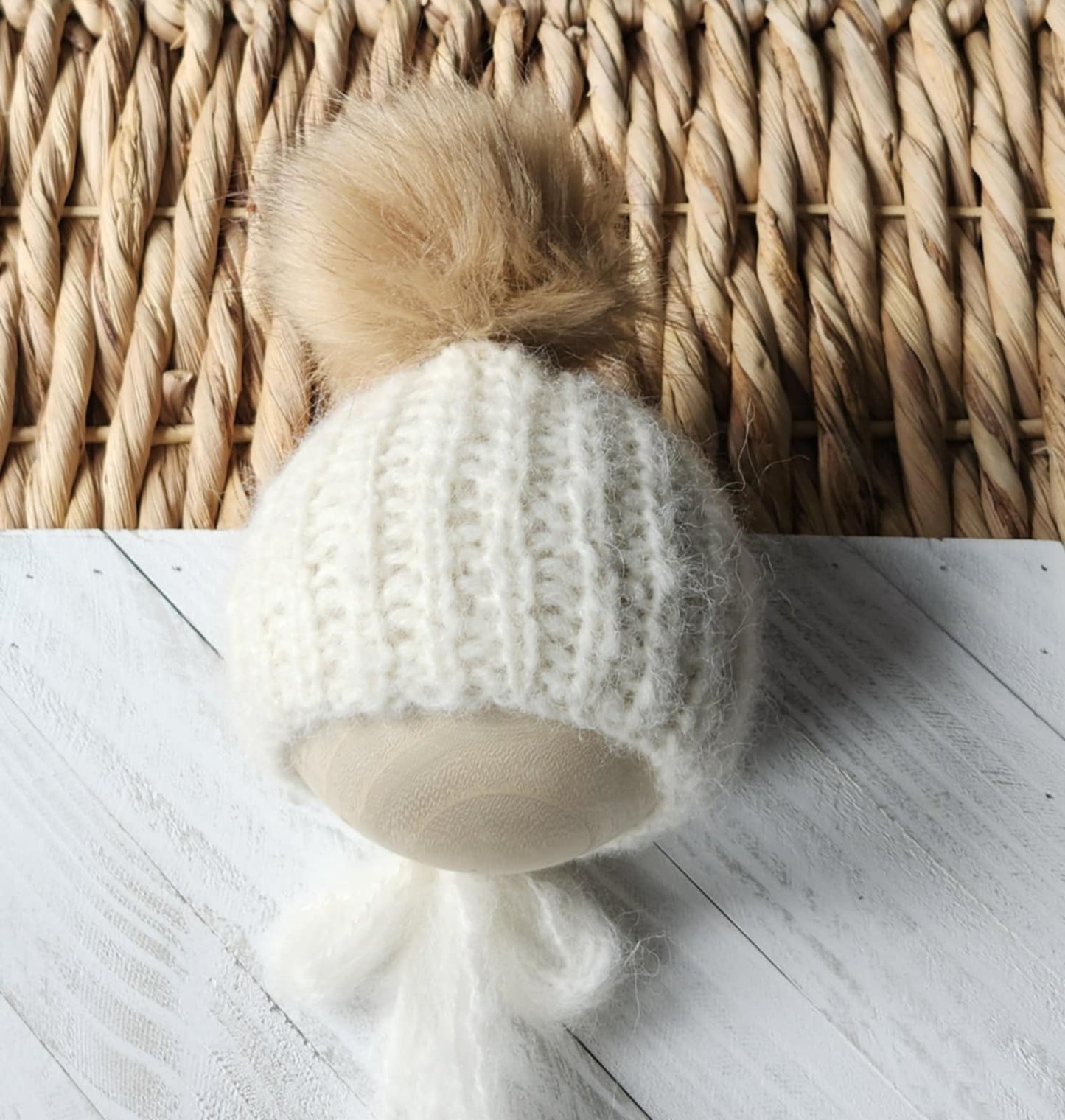 Fisherman's Dungarees and Removable Fur Pompom Bonnet PREORDER