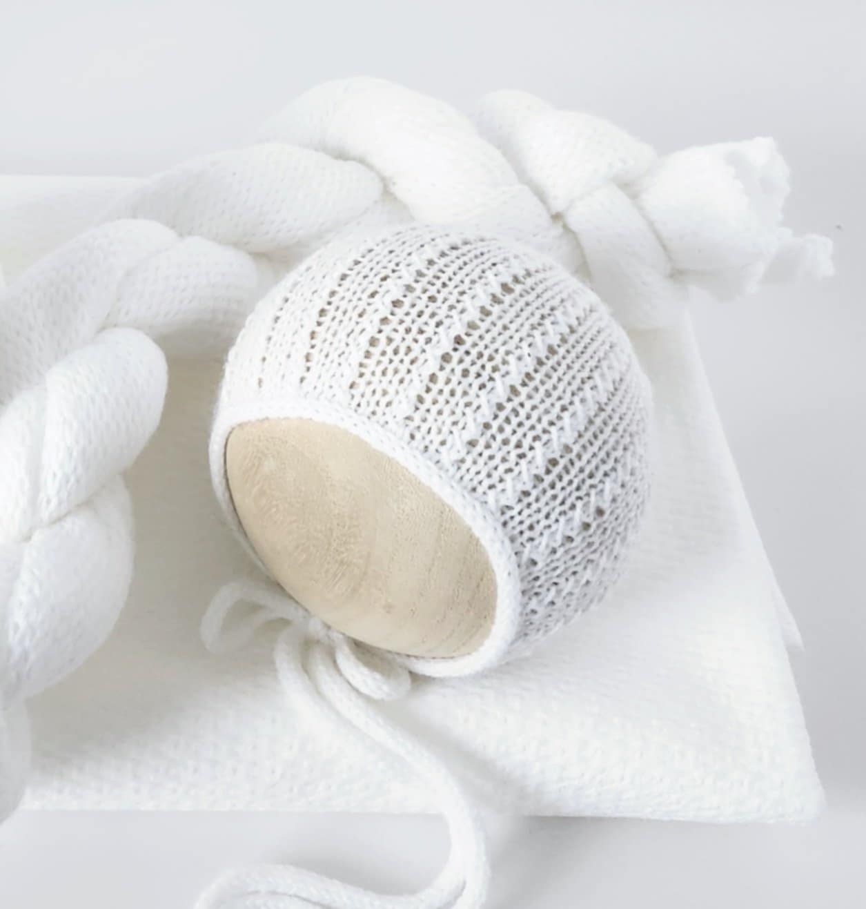 White Cecille Bonnet & Wrap Set