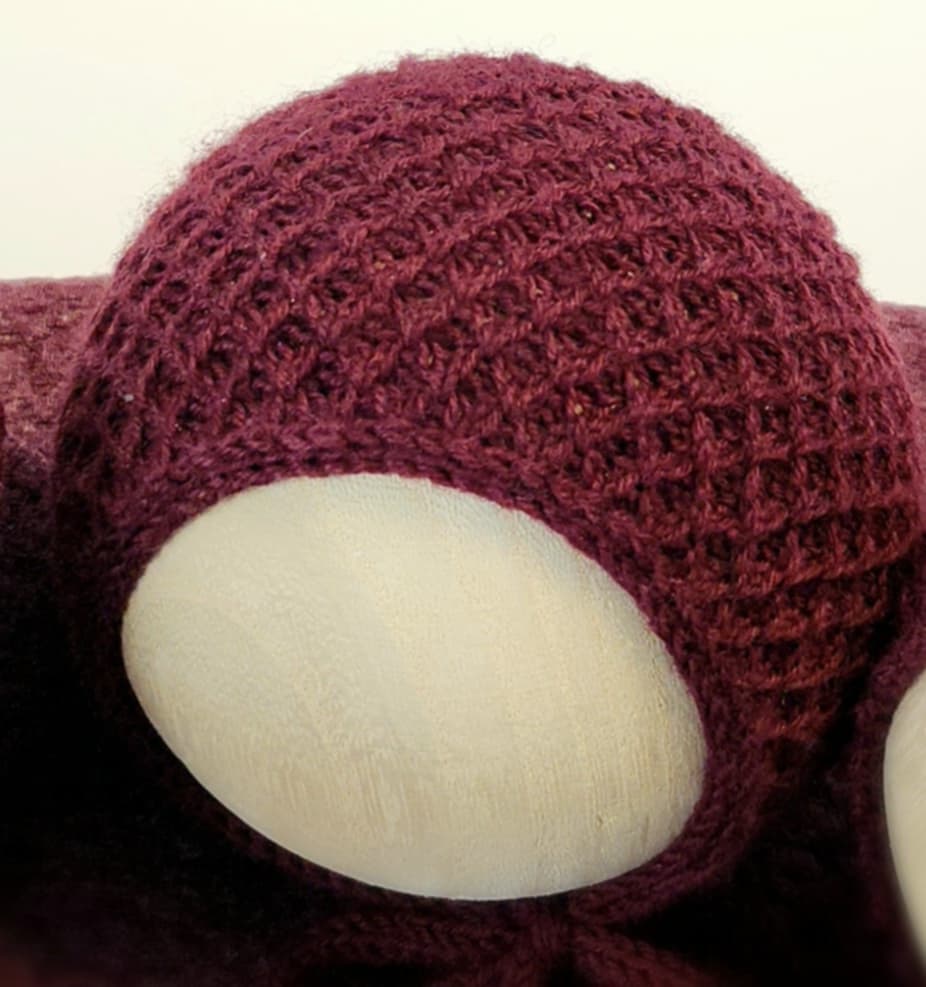 Burgundy Beau or Lillibet Knit Bonnet, Knit Wrap, Backdrop & Stretch Wrap