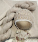 Jersey Stretch Backdrop, Jersey Stretch Wrap, choice of Handknit Bonnet & wrap Sets