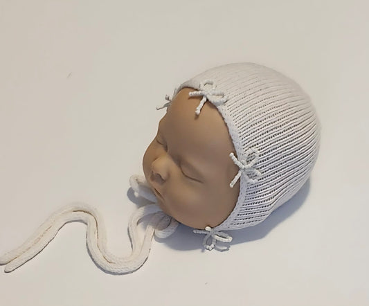 Newborn Beaded Bow Bonnet