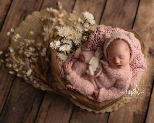 Newborn Footless Sleeper with Bear Bonnet PREORDER