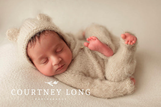 Newborn Footless Sleeper with Bear Bonnet PREORDER