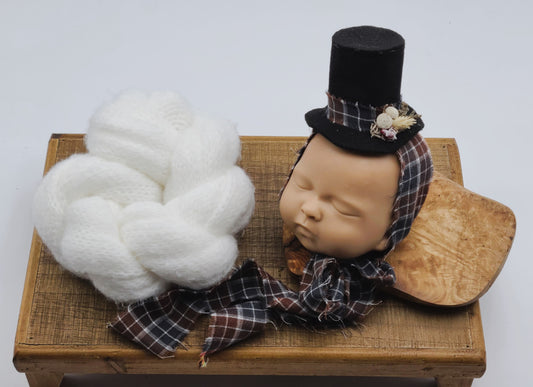 Snowman Top Hat with Plaid Ties