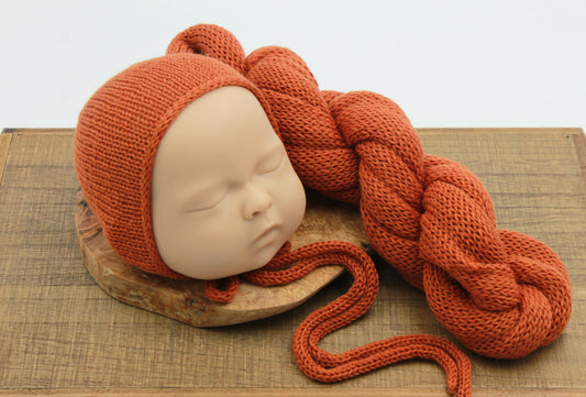 Basic Bonnet & Wrap in Pumpkin MTO