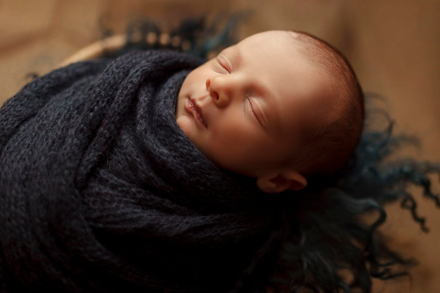 Light & Airy Navy Pompom Bonnet and Wrap Set PREORDER